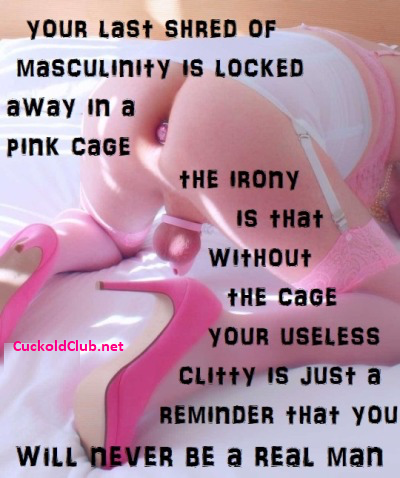 Masculinity is lost with pink chastity cage and pink plug