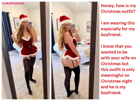 Christmas outfit of hotwife for her boyfriend