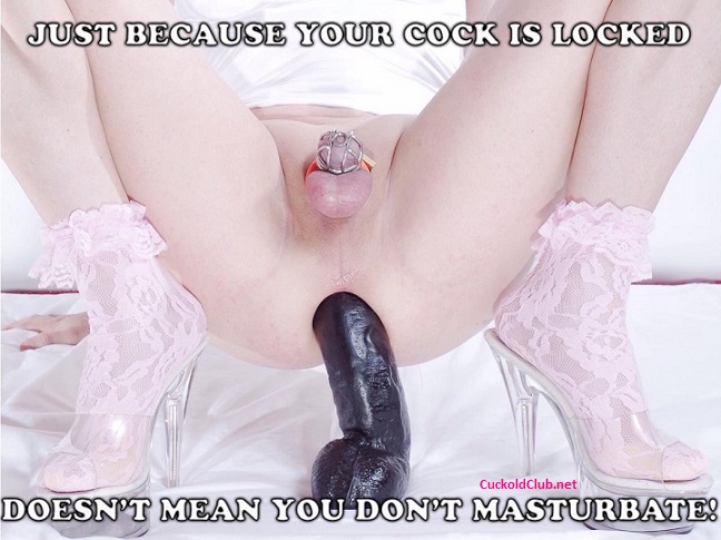 Locked Sissies can masturbate too - 10 Captions of Wife/Girlfriend Emasculated Sissy in Chastity