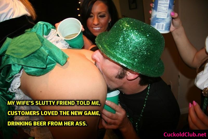 Customers Drinking Beer from Hotwife's Ass on Saint Patrick's Day
