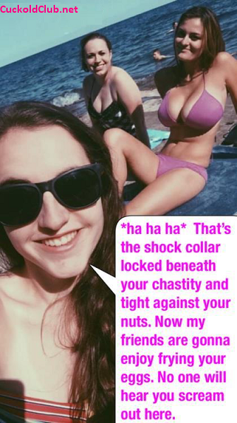 Shock Collar with Chastity in front of Girls