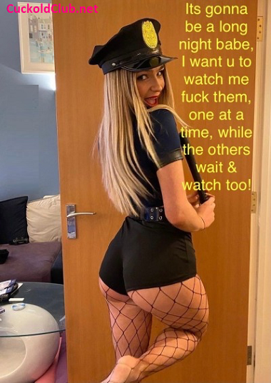 Hotwife show as a police stripper for men