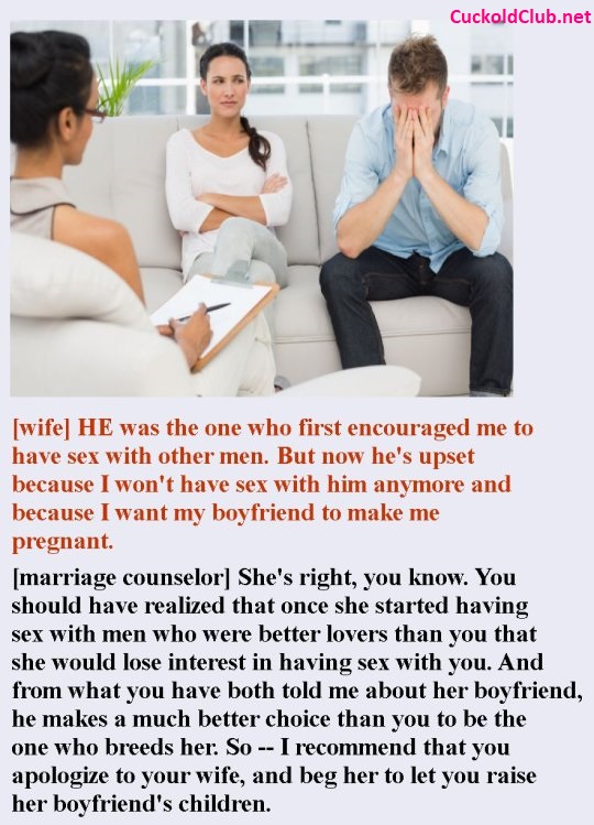 Therapist asks cuckold to apologise to his wife - The Most Cuckold Humiliating Therapist Captions 2022