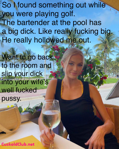 Wife found the bartender of the pool has a big dick