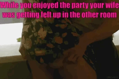 Guests felt up hotwife in another room of the party