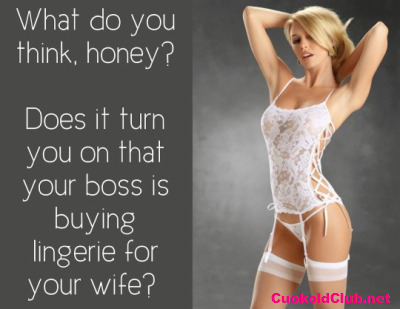 Turning on cuckold about lingerie of boss