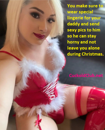 Sissy wear lingerie for daddy on Christmas